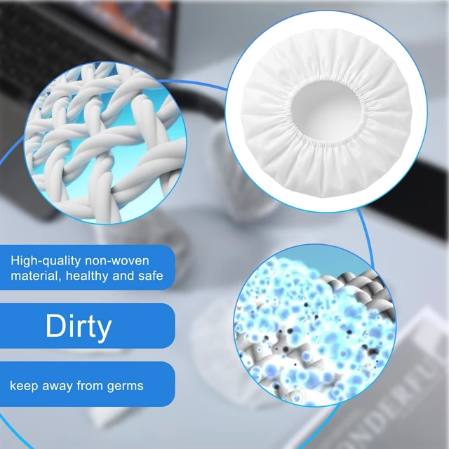 Alt view image 5 of 7 - 500 Pcs Disposable Headphone Covers & Ear Covers, Non-Woven Sanitary Earpad Cover for Over-Ear Headphones (4.3 Inch/11cm), Ideal for Gyms, Salons, Call Centers & Shared Headsets, White