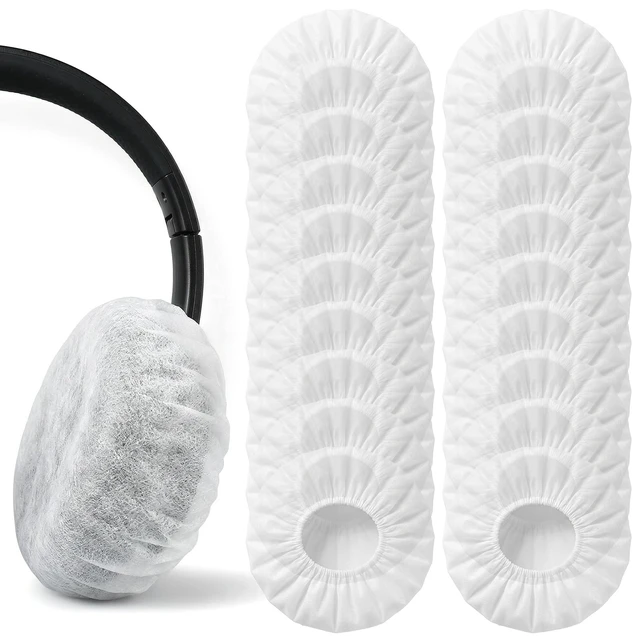 Alt view image 7 of 7 - 500 Pcs Disposable Headphone Covers & Ear Covers, Non-Woven Sanitary Earpad Cover for Over-Ear Headphones (4.3 Inch/11cm), Ideal for Gyms, Salons, Call Centers & Shared Headsets, White