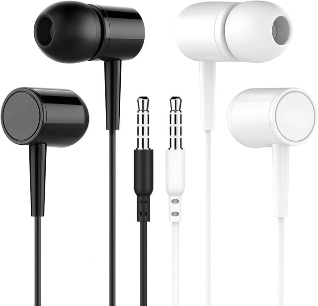 Main image of 2-Pack Wired Earbuds with Microphone, 3.5mm Stereo Earphones, Corded in-Ear Headphones, Hands-Free Calls, Call (Black & White)