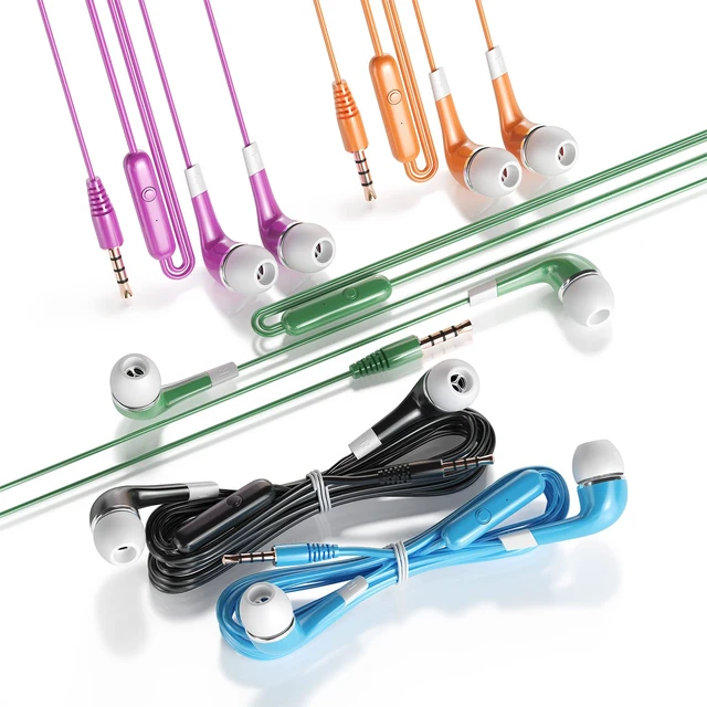 Alt view image 2 of 7 - Kids Earbuds with Microphone 30 Pack, Bulk Earphones Headphones with Microphone SP-BS30MIC Stereo Disposable Wired Earbuds for Kids Students Classroom Schools