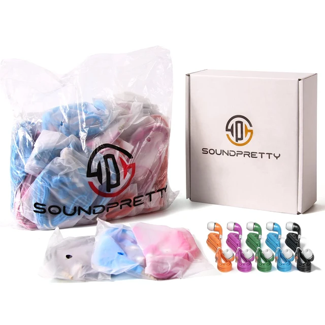 Alt view image 5 of 7 - Kids Earbuds with Microphone 30 Pack, Bulk Earphones Headphones with Microphone SP-BS30MIC Stereo Disposable Wired Earbuds for Kids Students Classroom Schools