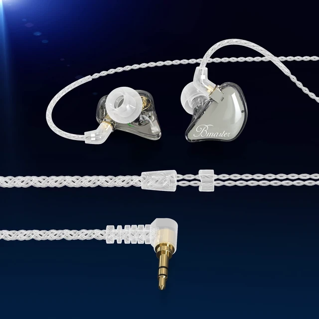 Alt view image 4 of 7 - Bmaster Triple Drivers in Ear Monitor Headphone (Gray) | sound isolation iem with two detachable mmcx cables,carrying kit fit, ideal for audio engineer musician
