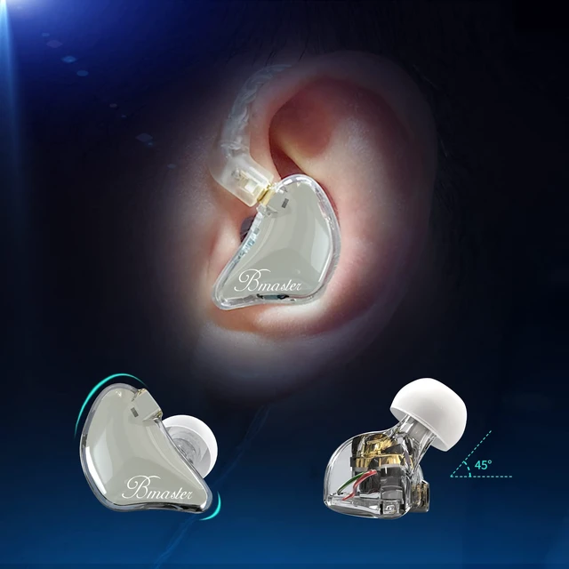 Alt view image 2 of 7 - Bmaster Triple Drivers in Ear Monitor Headphone (Gray) | sound isolation iem with two detachable mmcx cables,carrying kit fit, ideal for audio engineer musician