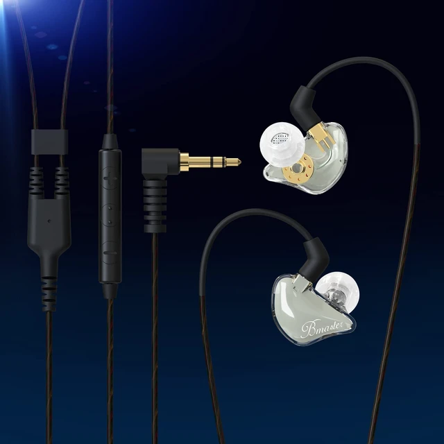 Alt view image 5 of 7 - Bmaster Triple Drivers in Ear Monitor Headphone (Gray) | sound isolation iem with two detachable mmcx cables,carrying kit fit, ideal for audio engineer musician