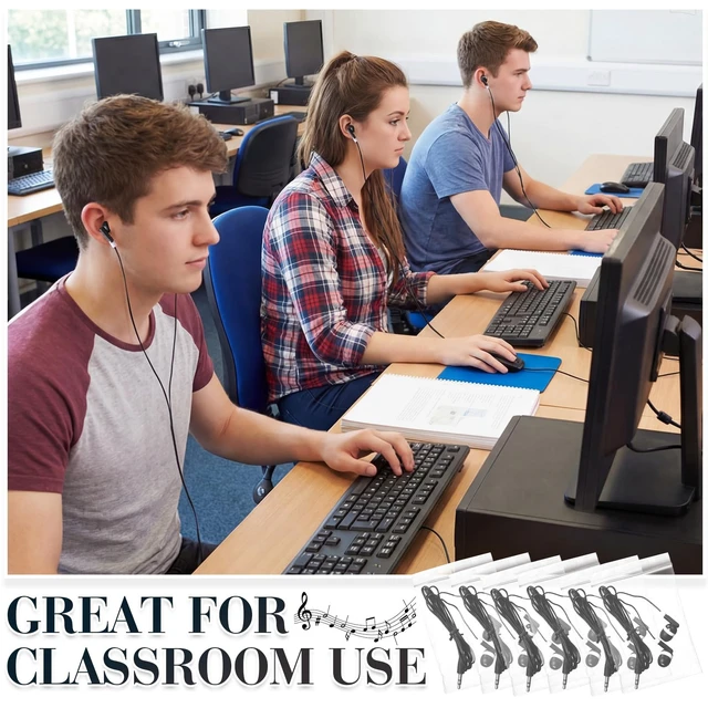 Alt view image 4 of 7 - 100 Pcs Wired Earbuds Bulk for Classroom 3.5mm Jack,Black | Soft In Ear Headphones Bulk for School Library Laptop No Mic Earbuds Classroom Students Testing, Individually Wrapped
