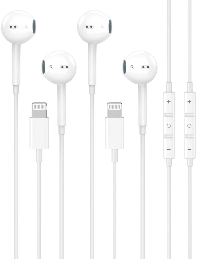 Main image of 2 PacWired Headphones for iPhone 14 13 12 Pro Max | 2Pack Wired Earbuds with Built-in Mic & Volume Control HiFi Stereo Nosie Reduction Earphones for iPhone 14 13 12 11 XS XR X 8