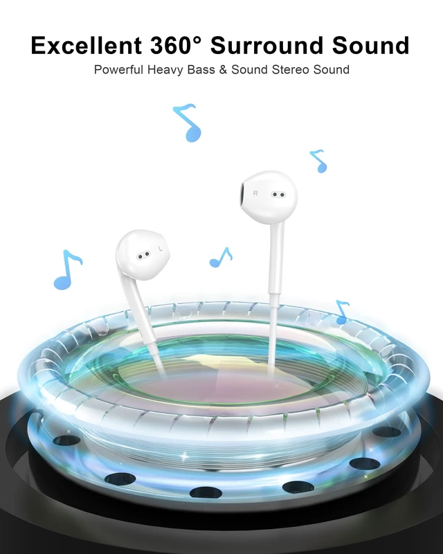 Alt view image 6 of 7 - 2 PacWired Headphones for iPhone 14 13 12 Pro Max | 2Pack Wired Earbuds with Built-in Mic & Volume Control HiFi Stereo Nosie Reduction Earphones for iPhone 14 13 12 11 XS XR X 8