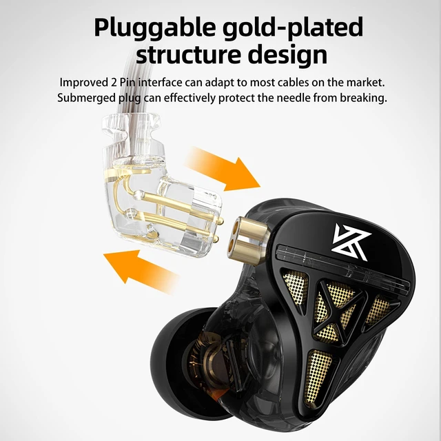 Alt view image 7 of 7 - KZ DQS Semi-Open in-Ear Earphones, Black | HiFi Musician Monitor IEM, Dynamic Driver Earbuds, Semi-Open Wired Headphones, Detachable 2-Pin Cable, Bass Gaming Headset