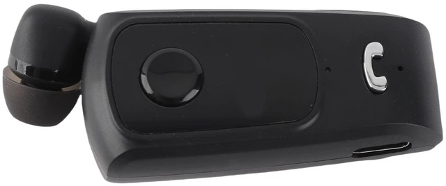 Main image of Bluetooth Earpiece with Antilost Feature (Black) | Retractable design, call vibration, IOS power display, single ear answering