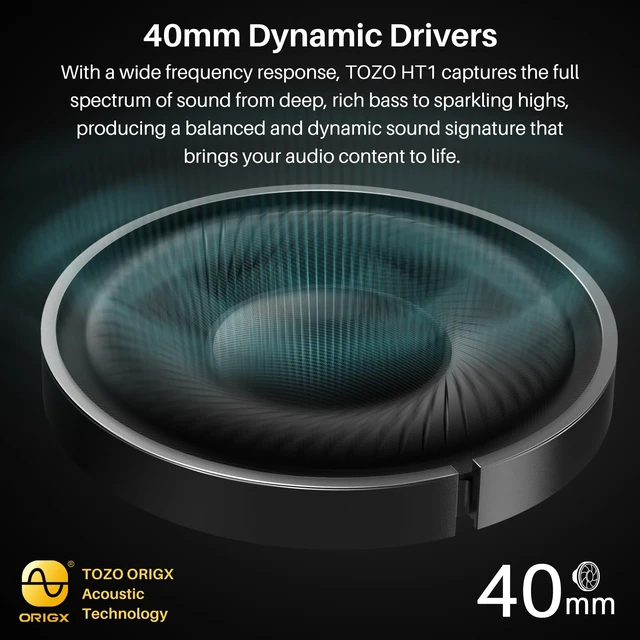 Alt view image 2 of 7 - Hybrid Active Noise Cancelling Headphones, Wireless Over Ear Bluetooth Headset, 40H Playtime, Hi-Res Audio Custom EQ via App Deep Bass Comfort Fit Ear Cups, for Home Office Travel Black