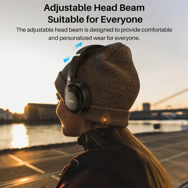 Alt view image 7 of 7 - Hybrid Active Noise Cancelling Headphones, Wireless Over Ear Bluetooth Headset, 40H Playtime, Hi-Res Audio Custom EQ via App Deep Bass Comfort Fit Ear Cups, for Home Office Travel Black