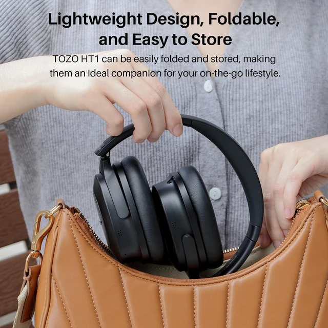 Alt view image 6 of 7 - Hybrid Active Noise Cancelling Headphones, Wireless Over Ear Bluetooth Headset, 40H Playtime, Hi-Res Audio Custom EQ via App Deep Bass Comfort Fit Ear Cups, for Home Office Travel Black