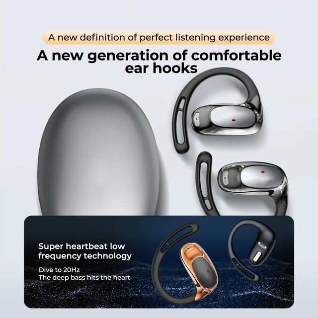 Alt view image 3 of 7 - NE35 Open Ear Earbuds Bluetooth 6.0 Headphones, AI Translation Earbuds Real Time with 6 Translation Modes & 164 Language, 60H Playtime, Wireless Ear Earbuds for Travel, Meeting Sport & Learning- Grey