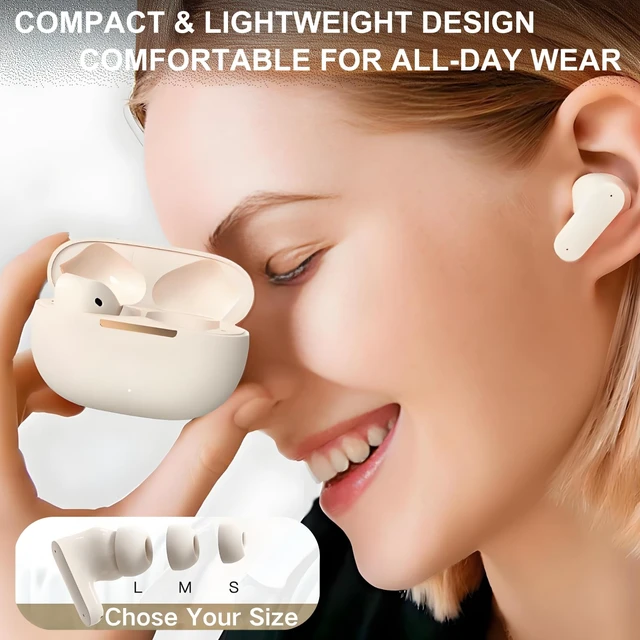 Alt view image 2 of 6 - in-Ear ANC Wireless Earbuds, 35dB Active Noise Canceling Bluetooth Headphones, 24H Playtime Hi-Fi Bass Earphones with IPX4 Waterproof, Built-in Mic for Travel Workout