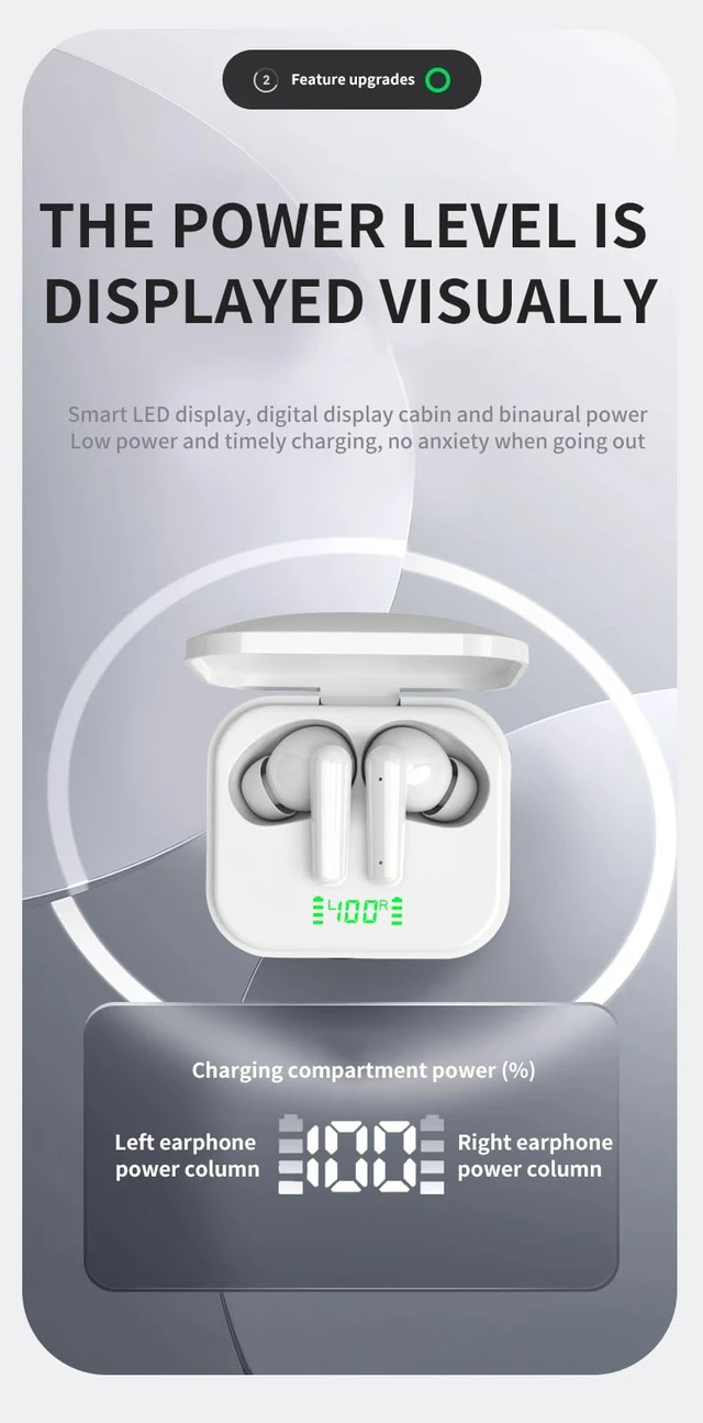 Alt view image 3 of 6 - Wireless Earbuds, Deep Bass Bluetooth 5.3 Headphones 48Hrs Battery Life with Wireless Charging Case, Sport Ear Buds IPX7 Waterproof True TWS Built in Mic Power Display for Android iOS