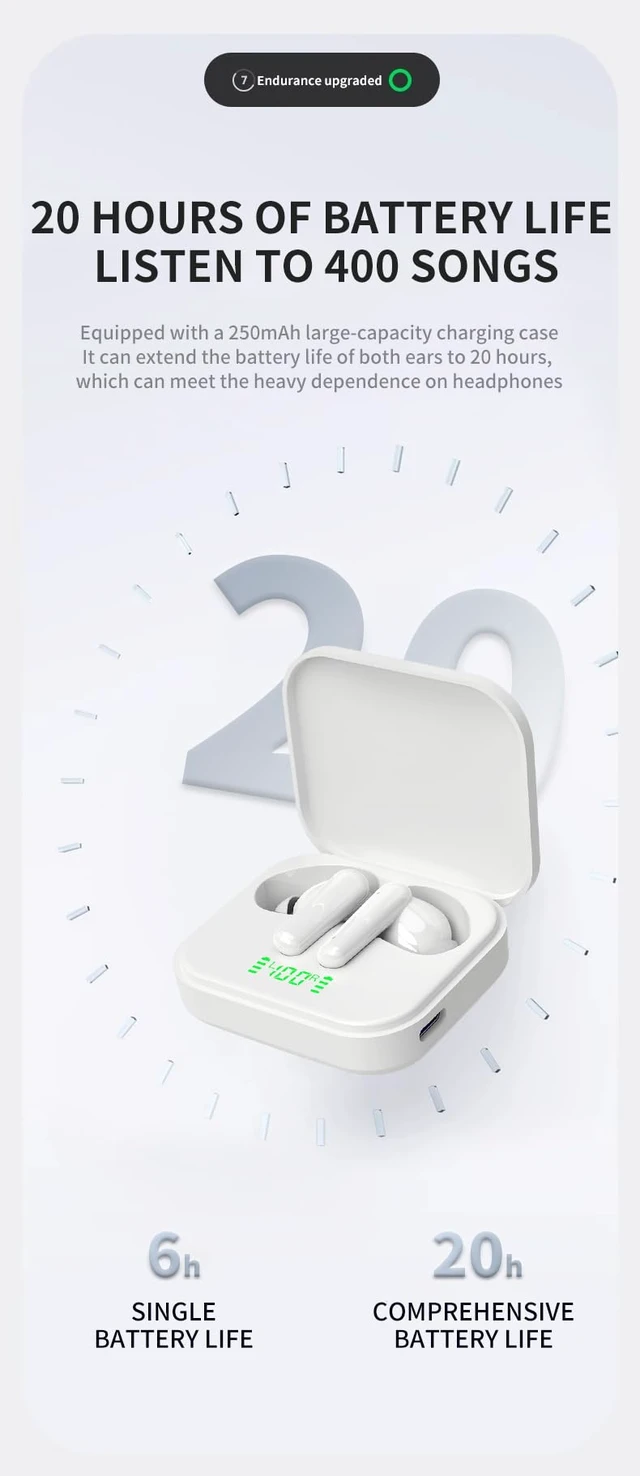Alt view image 6 of 6 - Wireless Earbuds, Deep Bass Bluetooth 5.3 Headphones 48Hrs Battery Life with Wireless Charging Case, Sport Ear Buds IPX7 Waterproof True TWS Built in Mic Power Display for Android iOS