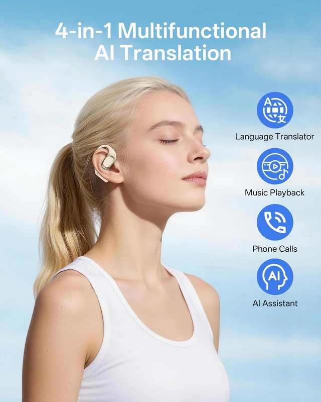 Alt view image 3 of 7 - AI Translation Earbuds Real Time, 4-in-1 Open Ear Earbuds for Travel | 178 Languages Translator Ear Buds for Meeting Learning, Audifonos Traductores Inglés Español, IPX7, Clear Calls, 50H Playtime