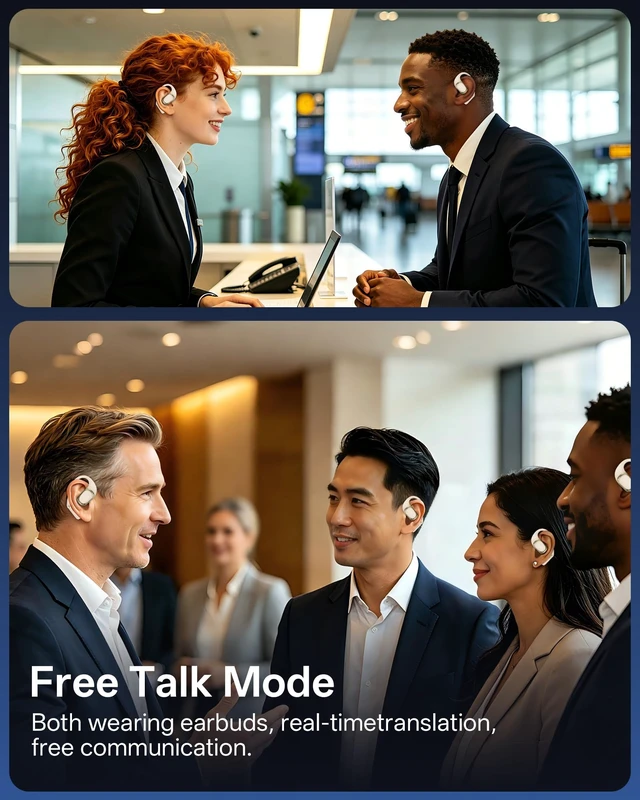 Alt view image 4 of 7 - AI Translation Earbuds Real Time, 4-in-1 Open Ear Earbuds for Travel | 178 Languages Translator Ear Buds for Meeting Learning, Audifonos Traductores Inglés Español, IPX7, Clear Calls, 50H Playtime