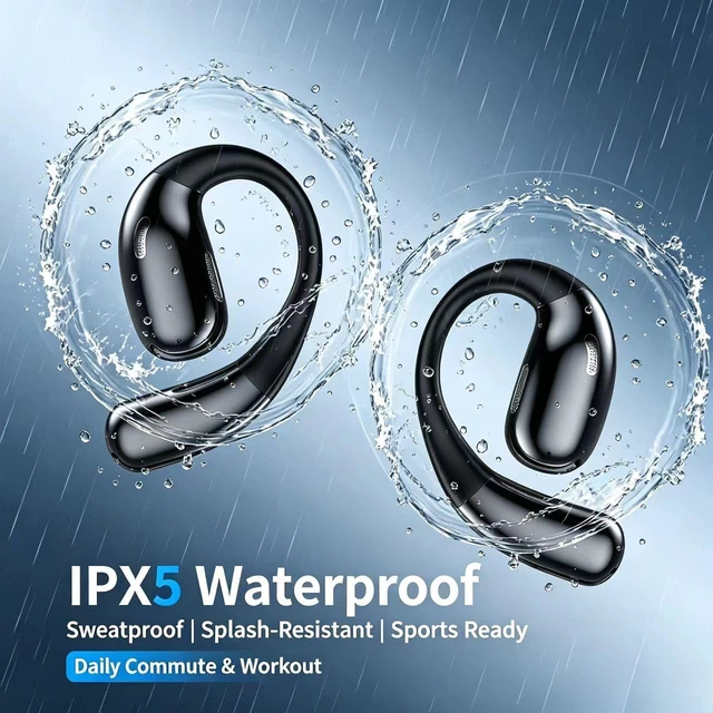 Alt view image 3 of 7 - 40H Long Playtime Open Ear Bluetooth Headphones, 400mAh Charging Case Wireless Open Ear Earbuds, Bluetooth 6.0 Stable Connection, Dual Music & Gaming Modes Sports EarphonesBlack