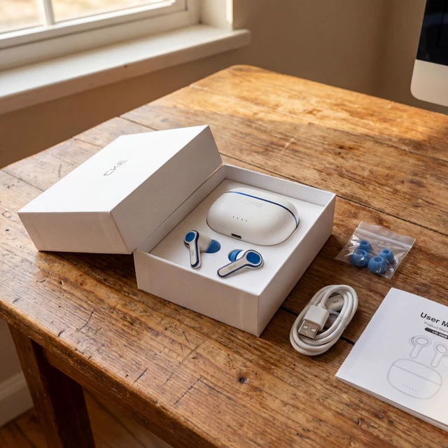 Alt view image 4 of 7 - CKE Wireless Earbuds - Active Noise Cancelling Bluetooth Headphones with ENC, 3 EQ Sound Modes (HIFI/BASS/ROCK), 400mAh Charging Case, Low Latency Game Mode, and 30H Total Playtime - White