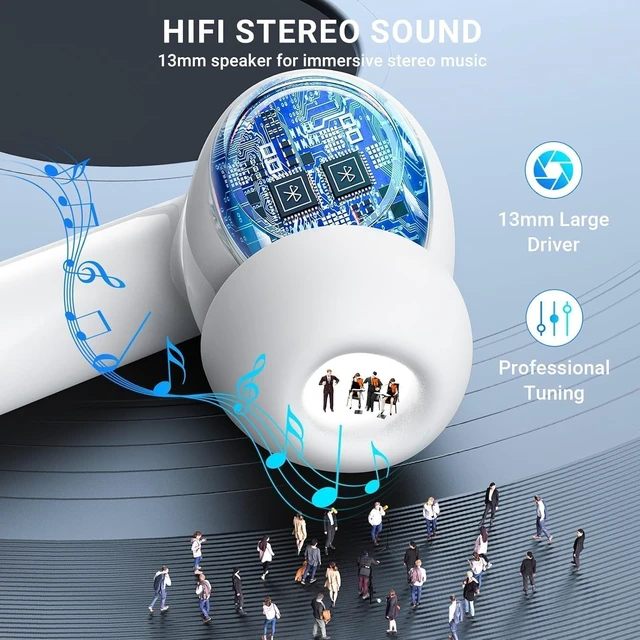 Alt view image 3 of 7 - Wireless Earbuds Bluetooth 5.3 Headphones Noise Cancelling Air Buds Pods (2nd) 3D Stereo Ear pods in-Ear Ear Buds with Deep Bass Earphones Sport Headsets for Android/Samsung/Apple iPhone