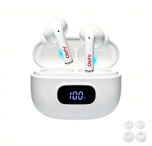 Main image of Duo Wireless Earbuds with LED Display, ANC Noise Cancellation,Big Bass | ANC/Transparency/Normal Modes, Bluetooth 5.4, ENC Noise Cancelling Mic, IPX4 Waterproof Ear Buds for Sports, Phone, Tablet