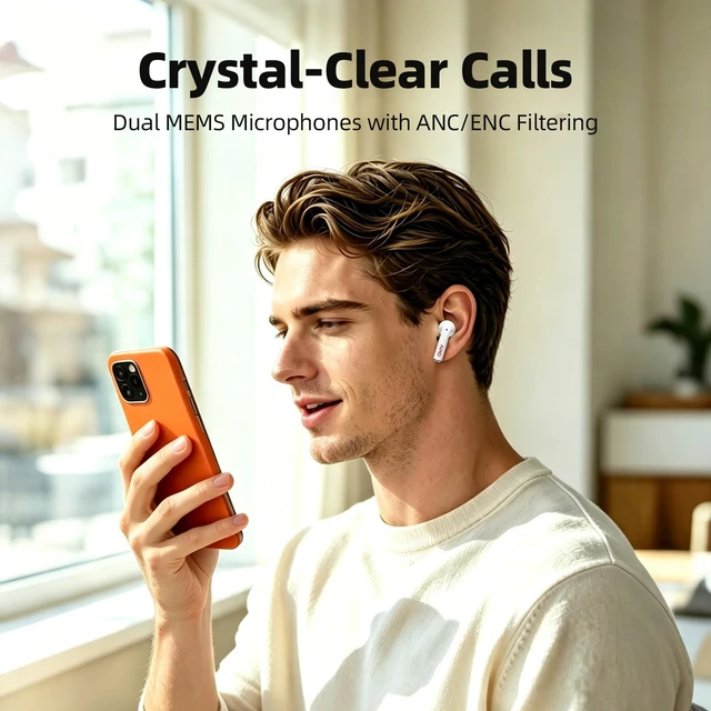 Alt view image 5 of 7 - Duo Wireless Earbuds with LED Display, ANC Noise Cancellation,Big Bass | ANC/Transparency/Normal Modes, Bluetooth 5.4, ENC Noise Cancelling Mic, IPX4 Waterproof Ear Buds for Sports, Phone, Tablet