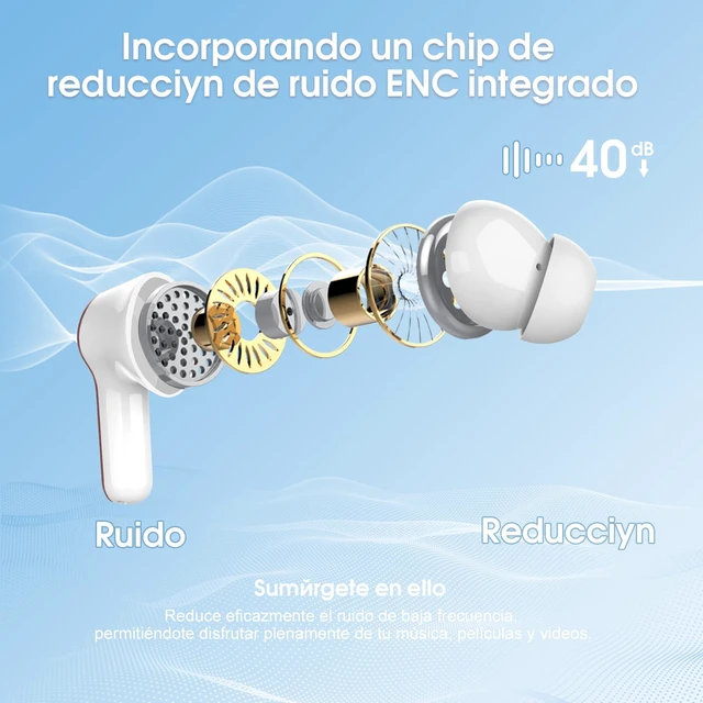Alt view image 2 of 7 - Wireless Earbuds, Bluetooth 5.3 Headphones HiFi Stereo, Bluetooth Earbuds | With ENC Noise Cancelling Mic, IPX7 Waterproof in Ear Earphones, 45H, LED Display Ear buds for Pad Workout Sports, Rose Gold