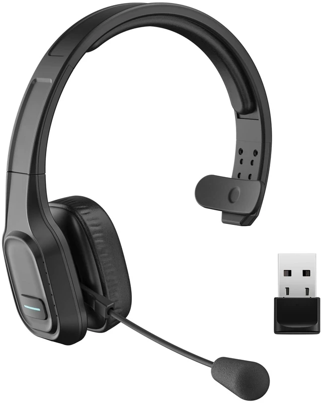 Main image of Trucker Bluetooth Headset V5.0, Wireless Headset with Noise Canceling&Mute Microphone for Cell Phones, On Ear Bluetooth Headphone for Computer, Zoom Meetings, Skype, Home Office