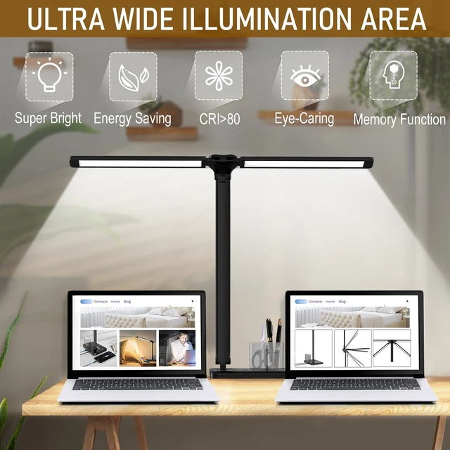 Alt view image 3 of 7 - LED Desk Lamp with USB Charging Port Bright 50 Lighting Modes | Dual Swing Arm Architect Table Lamp Light for Home Office Dorm Piano Nail