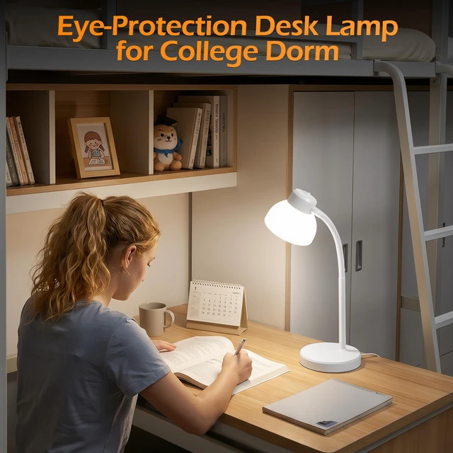 Alt view image 5 of 7 - Desk Lamps for Home Office,Small LED Reading Lamp,5000K Eye-Care Desk Light | Desk Lamps for College Dorm, Kids Study Table, Bedroom , Flexible Gooseneck, Compact Small Table Lamp, Space-Saving Design