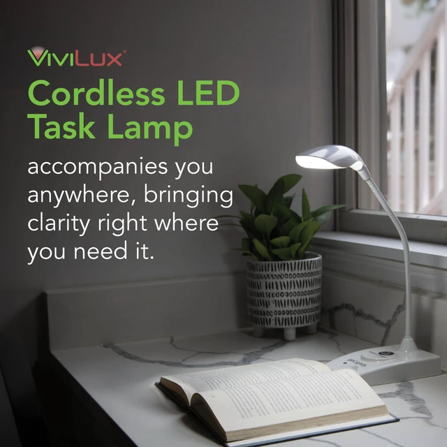 Alt view image 2 of 7 - Golightly LED Task Lamp with Wireless Charging Port, 20 Hr Battery | Portable Task Lighting for Crafts, Sewing & Study, Rechargeable Cordless Desk Lamp, Integrated Cellphone Charger, Lightweight