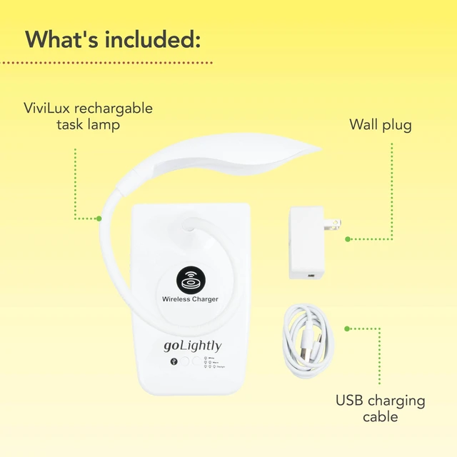 Alt view image 5 of 7 - Golightly LED Task Lamp with Wireless Charging Port, 20 Hr Battery | Portable Task Lighting for Crafts, Sewing & Study, Rechargeable Cordless Desk Lamp, Integrated Cellphone Charger, Lightweight