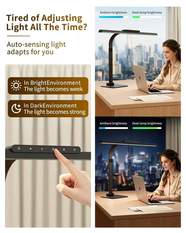 Alt view image 2 of 7 - Professional Craft & Artist Lamp, 23.6" Wide LED Workspace Light | 24W Dimmable Architect Desk Lamp with 95 CRI for Sewing, Drawing, Painting, Puzzle and Large Desk Work
