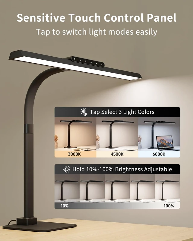 Alt view image 3 of 7 - Professional Craft & Artist Lamp, 23.6" Wide LED Workspace Light | 24W Dimmable Architect Desk Lamp with 95 CRI for Sewing, Drawing, Painting, Puzzle and Large Desk Work
