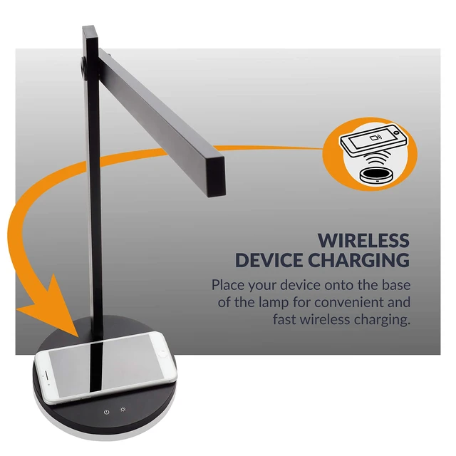 Alt view image 3 of 6 - Adonis White Metal Dimmable and Adjustable Color Temperature Energy-Efficient Modern LED Desk Lamp with Built-in Wireless Phone Charger