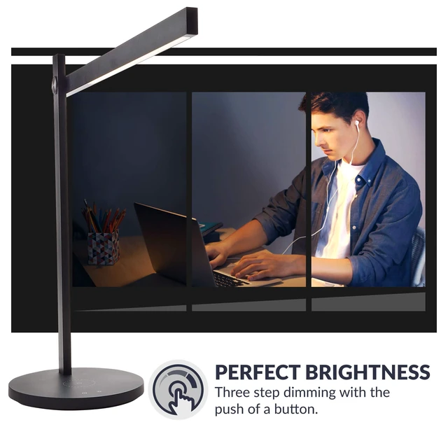 Alt view image 4 of 6 - Adonis White Metal Dimmable and Adjustable Color Temperature Energy-Efficient Modern LED Desk Lamp with Built-in Wireless Phone Charger