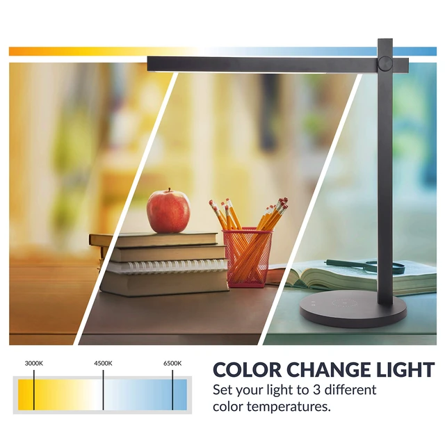 Alt view image 6 of 6 - Adonis White Metal Dimmable and Adjustable Color Temperature Energy-Efficient Modern LED Desk Lamp with Built-in Wireless Phone Charger