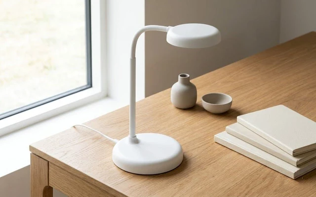 Alt view image 2 of 7 - Japandi Desk Lamp, Minimalist LED Light Stepless Dimming (White) | Nordic Aesthetic Japanese Style, One-Touch Smart Sensor Control, Foldable Head, Matte Finish, Dorm Office Decor Nightstand