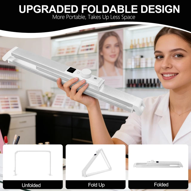 Alt view image 2 of 6 - Nail Desk Lamp, Dual Brightness Mode LED Light for Nails Tech, Folding & Anti-Glaring Table Lamp, Shadow-Free Light for Desk with 3 Color Temperature, Adjustable Brightness, Silver