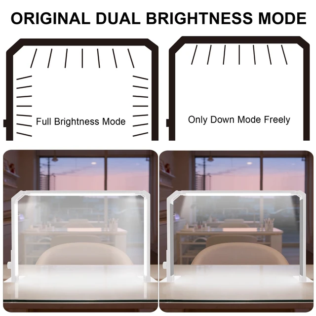 Alt view image 4 of 6 - Nail Desk Lamp, Dual Brightness Mode LED Light for Nails Tech, Folding & Anti-Glaring Table Lamp, Shadow-Free Light for Desk with 3 Color Temperature, Adjustable Brightness, Silver