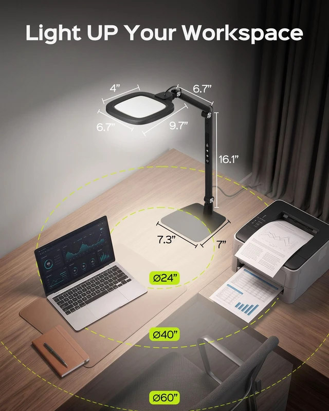 Alt view image 5 of 7 - LED Desk Lamps for Home Office, 18W Bright Soft Video Conference Lighting | 50+ Light Modes, Eye-Care, Glare-Free, Memory & Timer Func, Upgrade Desk Light for Reading, Zoom, Streaming, Study, Craft