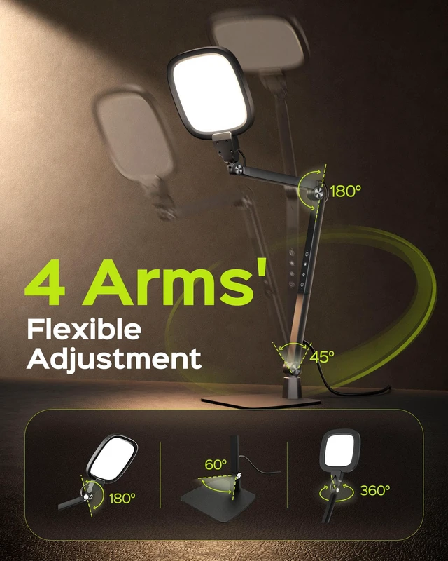Alt view image 6 of 7 - LED Desk Lamps for Home Office, 18W Bright Soft Video Conference Lighting | 50+ Light Modes, Eye-Care, Glare-Free, Memory & Timer Func, Upgrade Desk Light for Reading, Zoom, Streaming, Study, Craft