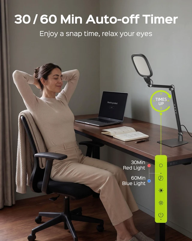 Alt view image 7 of 7 - LED Desk Lamps for Home Office, 18W Bright Soft Video Conference Lighting | 50+ Light Modes, Eye-Care, Glare-Free, Memory & Timer Func, Upgrade Desk Light for Reading, Zoom, Streaming, Study, Craft