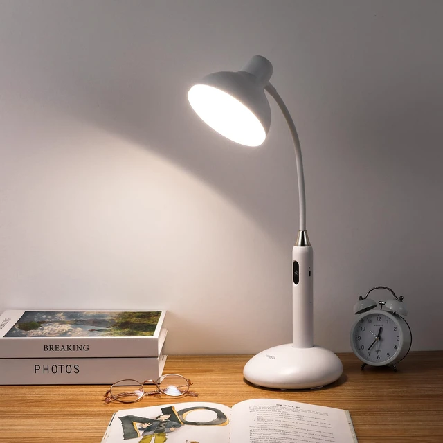 Alt view image 5 of 7 - Eye-Caring Wireless Desk Lamp 6781-700 Lumens, 2700-7000K Adjustable Color Temperature, 360° Gooseneck, Touch Control & USB-C Charging, 2.5hrs Cordless Use (White)