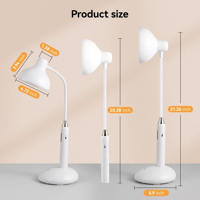 Alt view image 6 of 7 - Eye-Caring Wireless Desk Lamp 6781-700 Lumens, 2700-7000K Adjustable Color Temperature, 360° Gooseneck, Touch Control & USB-C Charging, 2.5hrs Cordless Use (White)