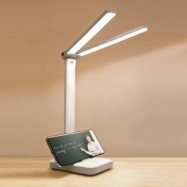 Main image of LED Double Head Desk Lamp, Rechargeable Portable Table Lamp, Adjustable Light Color and Brightness, USB Powered, LED Light for Work, Reading, Emergency (White)