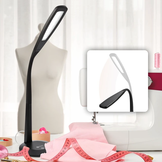 Main image of LED Desk Lamp with Flexible Neck, 3 Brightness Settings, Black | Natural Daylight LEDs | Adjustable Flexible Neck | Up to 400 Lumens | Touch-Activated Controls