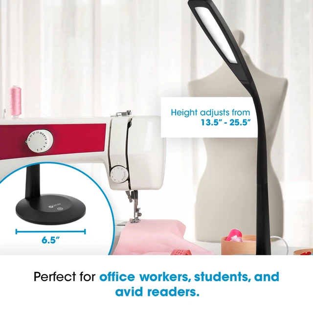 Alt view image 5 of 6 - LED Desk Lamp with Flexible Neck, 3 Brightness Settings, Black | Natural Daylight LEDs | Adjustable Flexible Neck | Up to 400 Lumens | Touch-Activated Controls