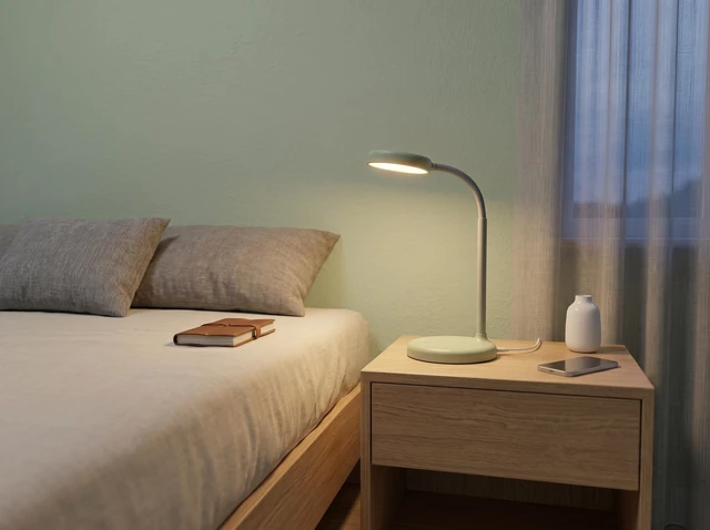 Alt view image 5 of 7 - Japandi Desk Lamp, Minimalist LED Light Stepless Dimming (M.Green) | Nordic Aesthetic Japanese Style, One-Touch Smart Sensor Control, Foldable Head, Matte Finish, Dorm Office Decor Nightstand